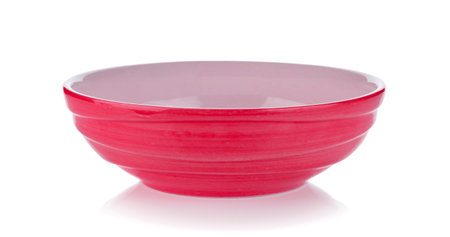 pink ceramic bowl on white backgroundの写真素材