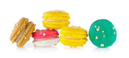 macaroons isolated on white backgroundの写真素材