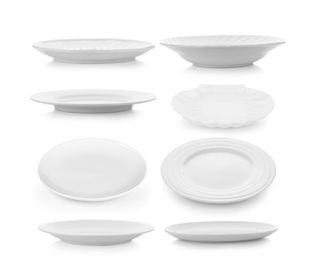set of plate isolated on white backgroundの写真素材