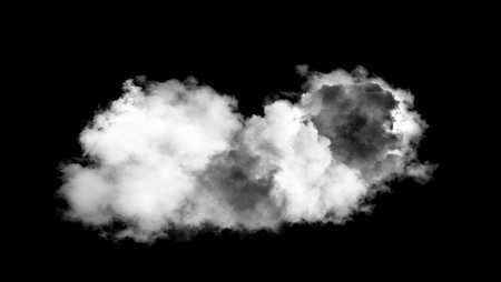 white clouds isolated on black backgroundの写真素材