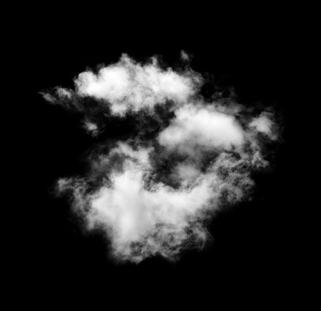 white clouds on black backgroundの写真素材