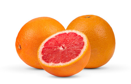grapefruit citrus fruit isolated on white backgroundの写真素材
