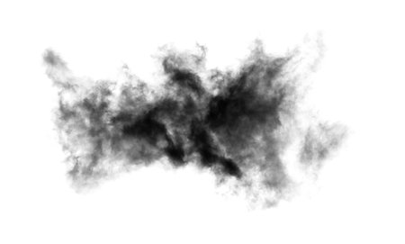 black clouds isolated on black backgroundの写真素材