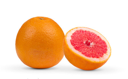 grapefruit citrus fruit isolated on white backgroundの写真素材