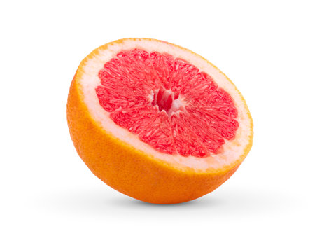 half grapefruit isolated on white backgroundの写真素材