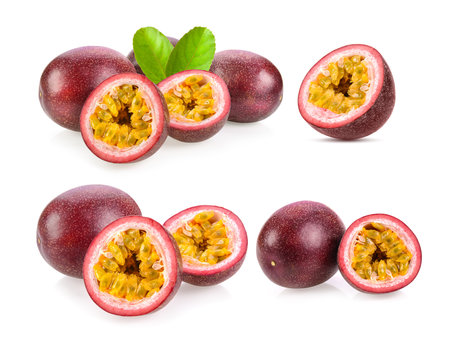 passionfruits isolated on white backgroundの写真素材