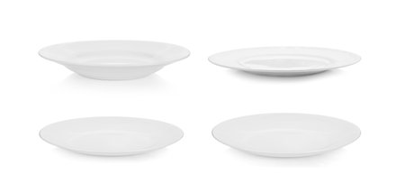 Empty plate isolated on white backgroundの写真素材