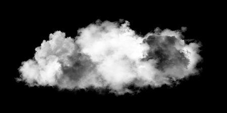 white clouds isolated on black backgroundの写真素材