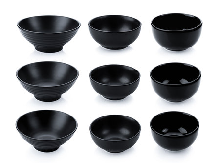 black bowl on white backgroundの写真素材