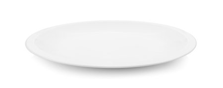 Empty plate isolated on white backgroundの写真素材