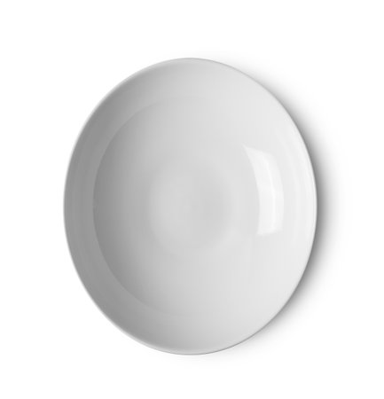 white ceramic plate isolated on white backgroundの写真素材