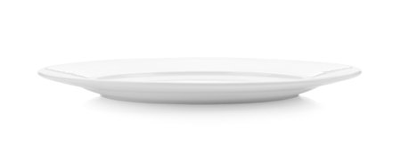 white ceramic plate isolated on white backgroundの写真素材