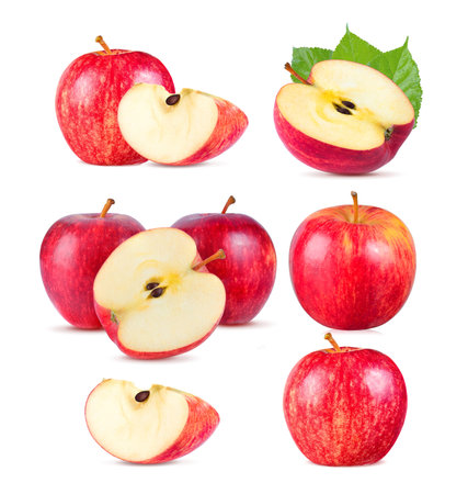 Red apple on white backgroundの写真素材