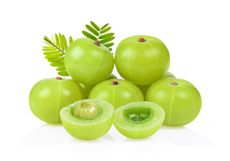 Indian Gooseberry on white backgroundの写真素材
