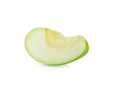 green apple slice on white backgroundの写真素材