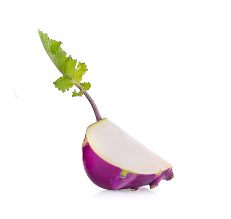 Purple kohlrabi isolated on white backgroundの写真素材