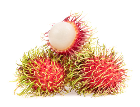 rambutan fruits isolated on white backgroundの写真素材
