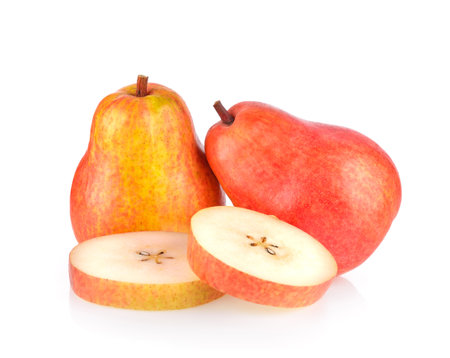 red pear isolated on white backgroundの写真素材