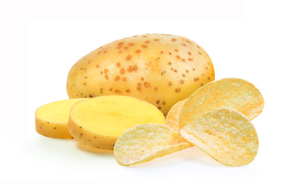 potatoes isolated on white backgroundの写真素材