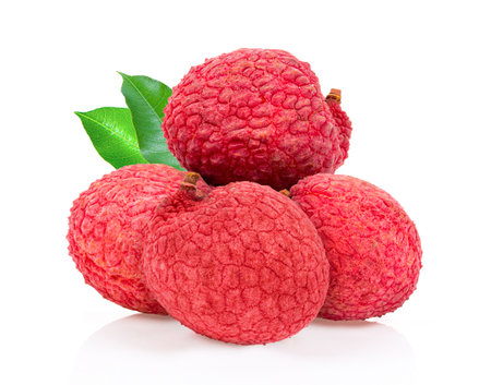 lychee isolated on white backgroundの写真素材