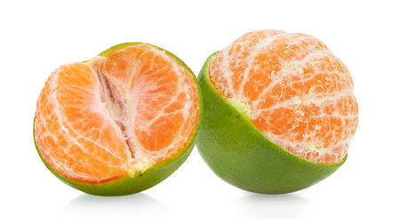 orange tangerine isolated on white backgroundの写真素材