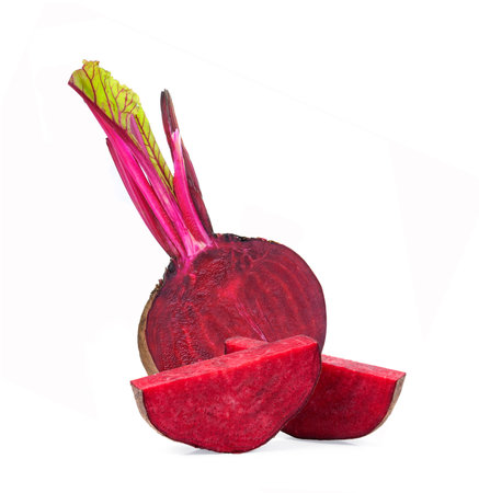 Beetroots slice isolated on white backgroundの写真素材