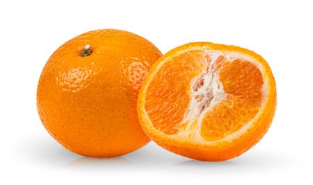 Tangerine or clementine isolated on white backgroundの写真素材