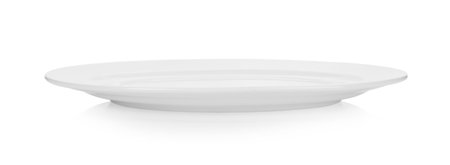 ceramic white plate isolated on white backgroundの写真素材