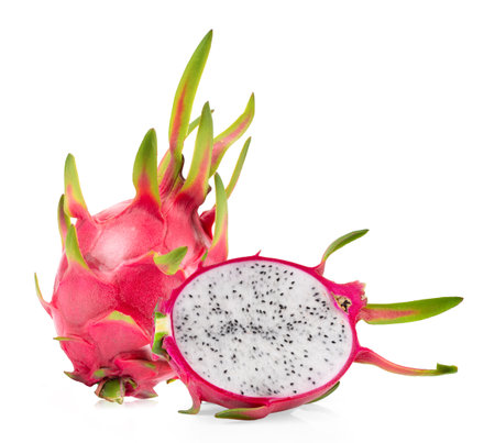 Dragon fruit, pitaya isolated on white backgroundの写真素材
