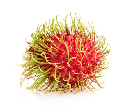 rambutan fruits isolated on white backgroundの写真素材