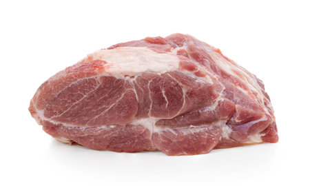 Raw pork isolated on white backgroundの写真素材