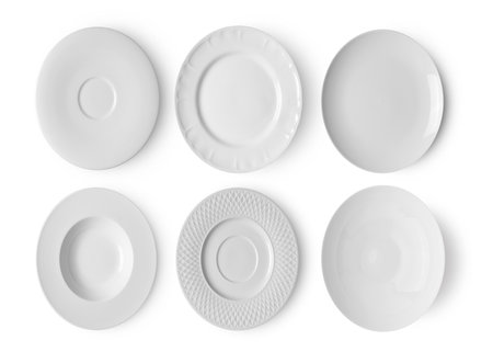 white plate on white background. top viewの写真素材
