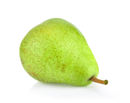 green pears isolated on white backgroundの写真素材
