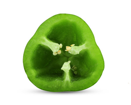 Fresh green pepper isolated on white backgroundの写真素材