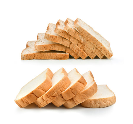 sliced bread isolated on white backgroundの写真素材
