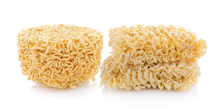 Instant noodles on white backgroundの写真素材
