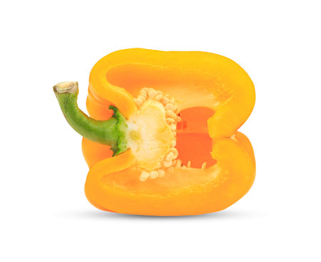 Yellow pepper isolated on white backgroundの写真素材
