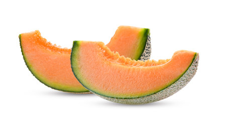 cantaloupe melon isolated on white backgroundの写真素材