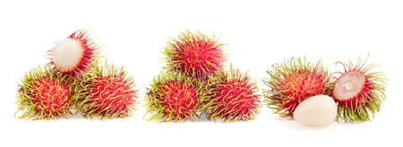 rambutan fruits isolated on white backgroundの写真素材