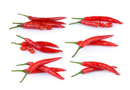 chili pepper on white baackgroundの写真素材