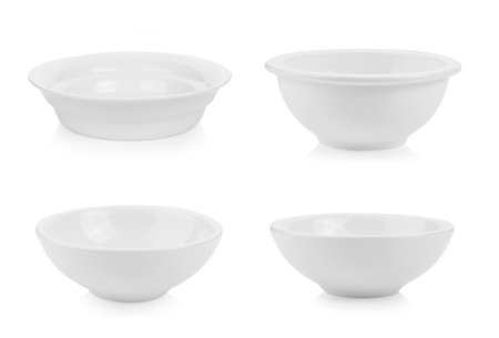 white ceramic bowl on white backgroundの写真素材