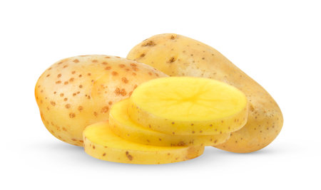 potatoes isolated on white backgroundの写真素材