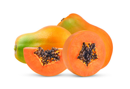 Papaya isolated on white backgroundの写真素材
