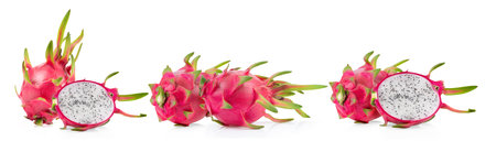 Dragon fruit, pitaya isolated on white backgroundの写真素材