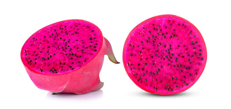 half of dragon fruit isolated on white backgroundの写真素材