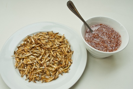Fried fish with Gruelの写真素材