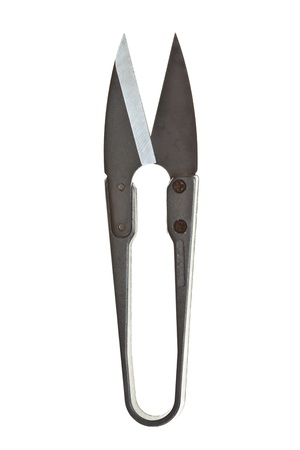 Knitting scissors on white backgroundの写真素材