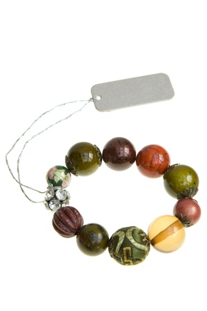 Stone bead bracelet on white backgroundの写真素材