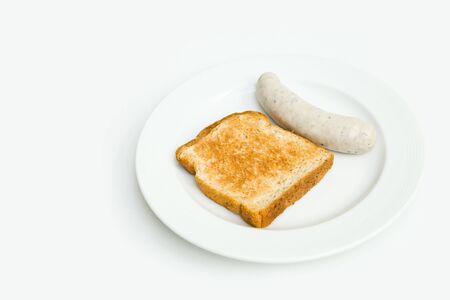 Sausage bread on a white plate 