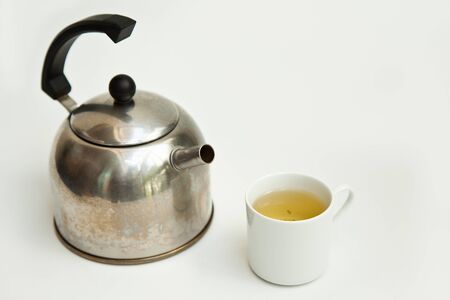 Chinese tea and teapot on white back ground 